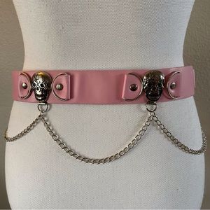 PINK 🔥Skull & Chains🔥 Punk Rock Goth Leather Belt